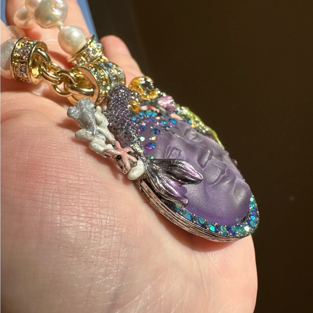 Kirks Folly Seaview Moon Purple and Gold Mermaid Magnetic Necklace Pendant - Picture 3 of 6